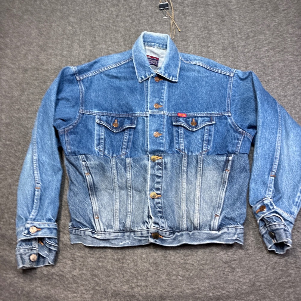 Big Smith Denim Trucker Jacket Mens Medium Blue Two Tone‎ Custom Reconstructed